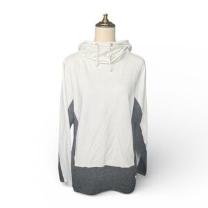 Under Armour Women Cowl Neck Long Sleeve Hoodie White Grey Athletic Top‎